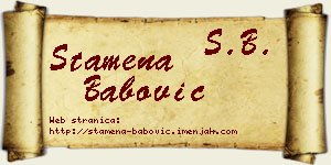 Stamena Babović vizit kartica